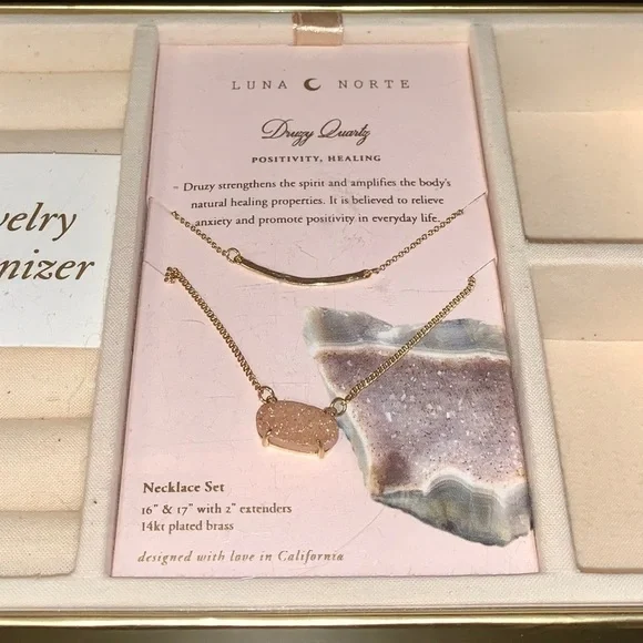 NEW Luna Norte Genuine Druzy Quartz Necklace Set - Picture 5 of 6